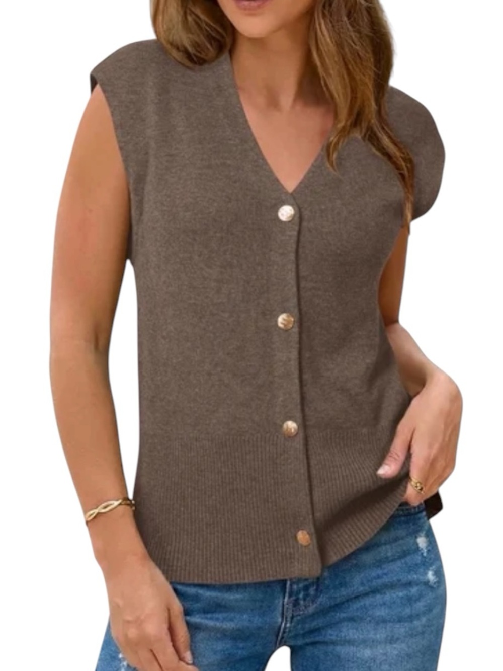 **NWT** SOFT Button-Front V-Neck Sweater Vest